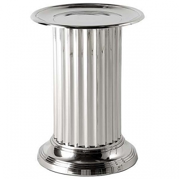 Eichholtz Säulentisch, rund, Metall, glänzend vernickelt, H 45 x Ø 33 cm