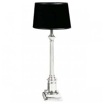 Eichholtz Design-Stehlampe Kolonade, glänzend vernickelt/Chintz Schirm Schwarz Ø 20 cm, H 53 x Ø 13 cm