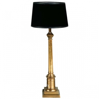 Eichholtz Design-Stehlampe Kolonade, Messing/Chintz Schirm Schwarz Ø 20 cm, H 53 x Ø 13 cm