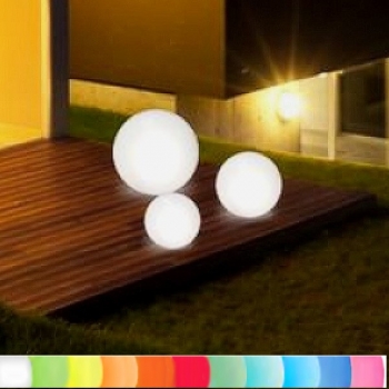 8-Seasons-Design-Leuchtobjekt, Kugel, Weiß, Ø 30 cm, Indoor/Outdoor, LED-Farbw./Fernbed., CE IP44, Netzstecker, 5 m Kabel