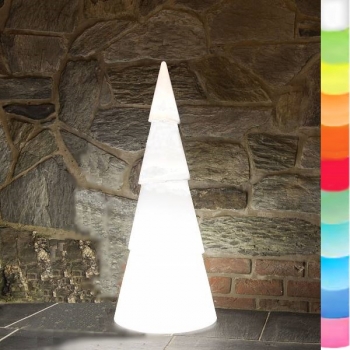 8-Seasons-Design-Leuchtobjekt, Weihnachtsbaum rund, Weiß, Ø 21 x H 55 cm, Indoor/Outdoor, LED-Farbw./Fernbed., CE IP44, Netzstecker, 5 m Kabel