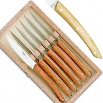 Thiers Steakmesser, 6 Stück in Box, L 23 cm, Bambus